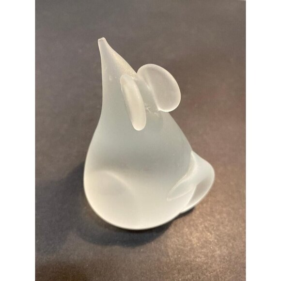 Mouse Paperweight Figurine Satin Frosted Art Glass Modernist - Picture 5 of 11